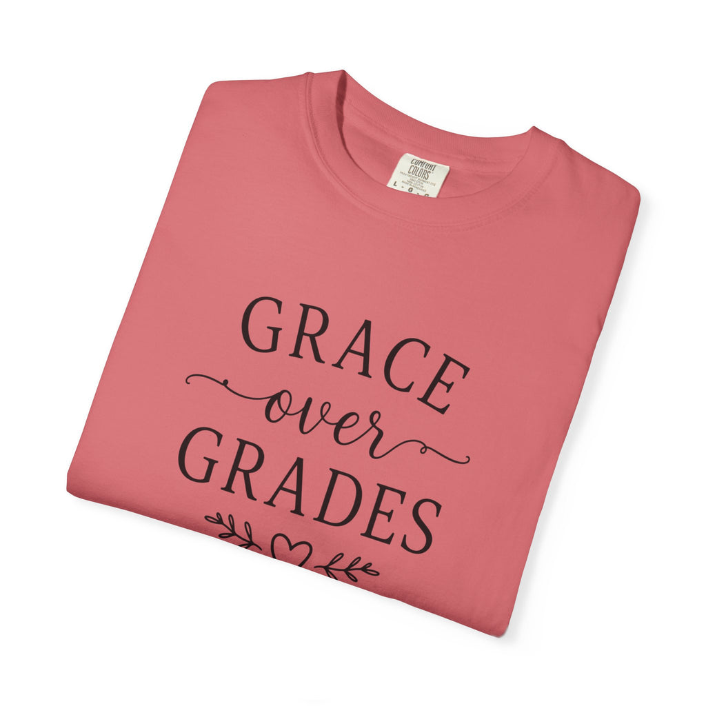 Grace Over Grades T-shirt | Inspirational Typography, Heart & Flourish Design