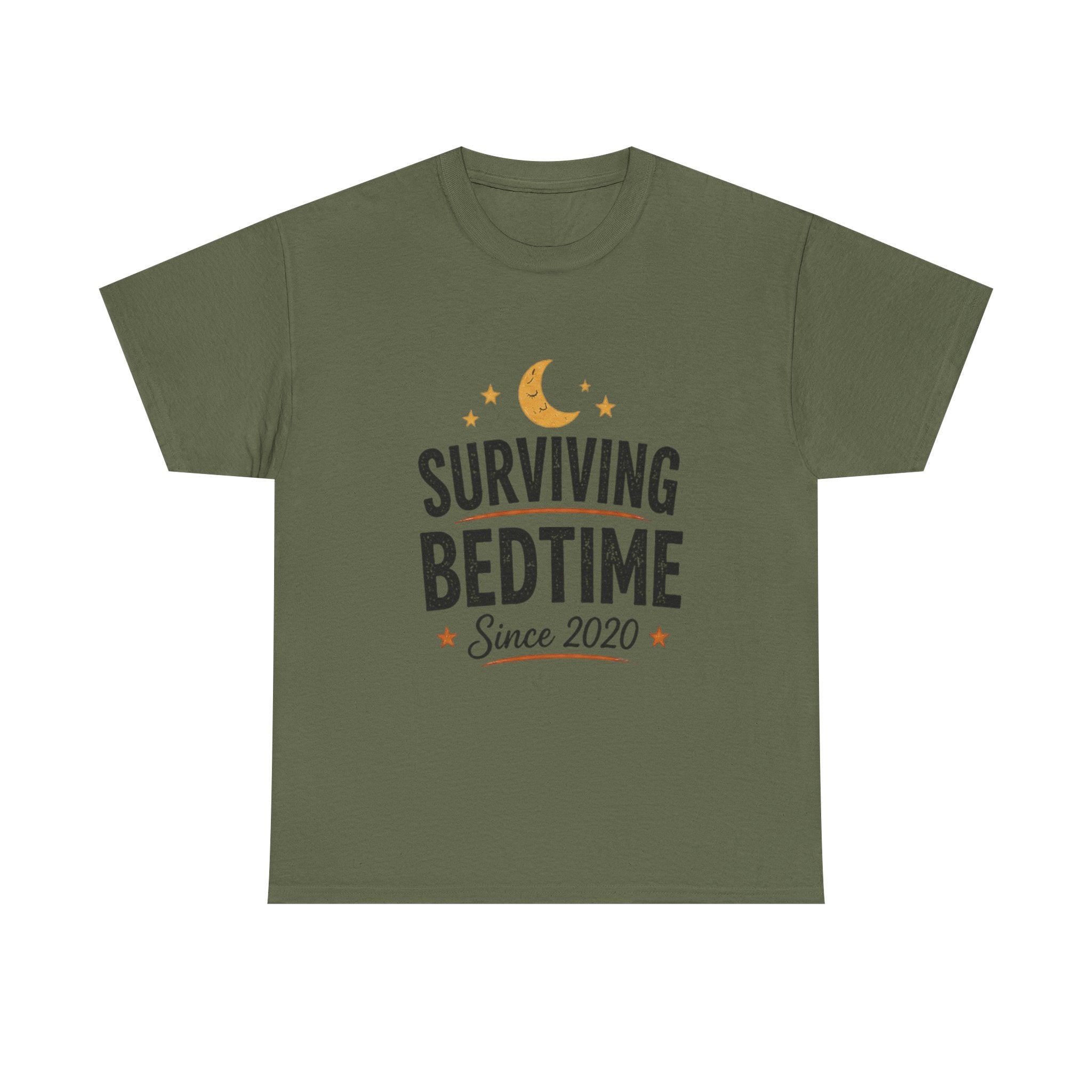 Surviving Bedtime Tee – "Surviving Bedtime Since 2020" Sleepy Moon Graphic T-Shirt