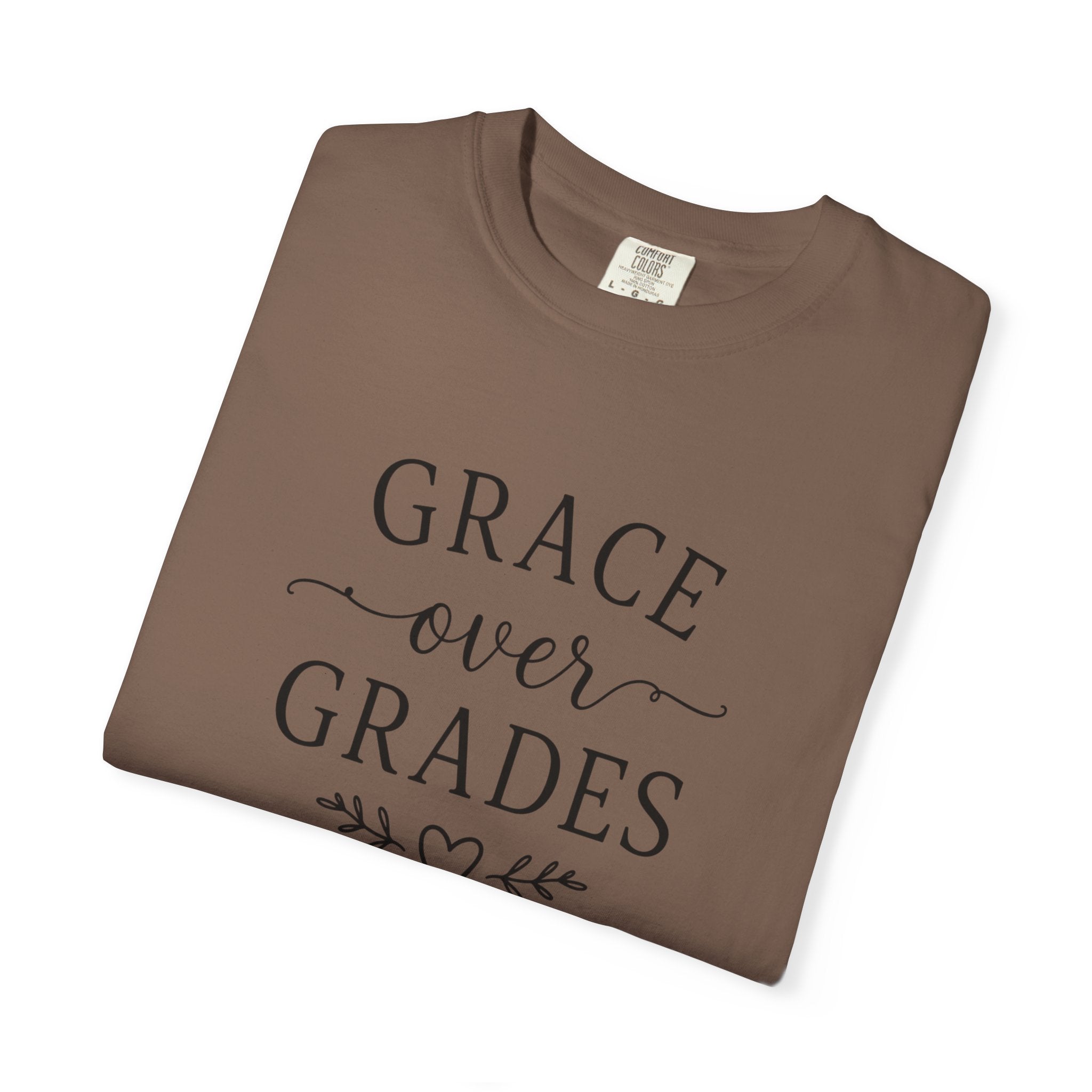 Grace Over Grades T-shirt | Inspirational Typography, Heart & Flourish Design
