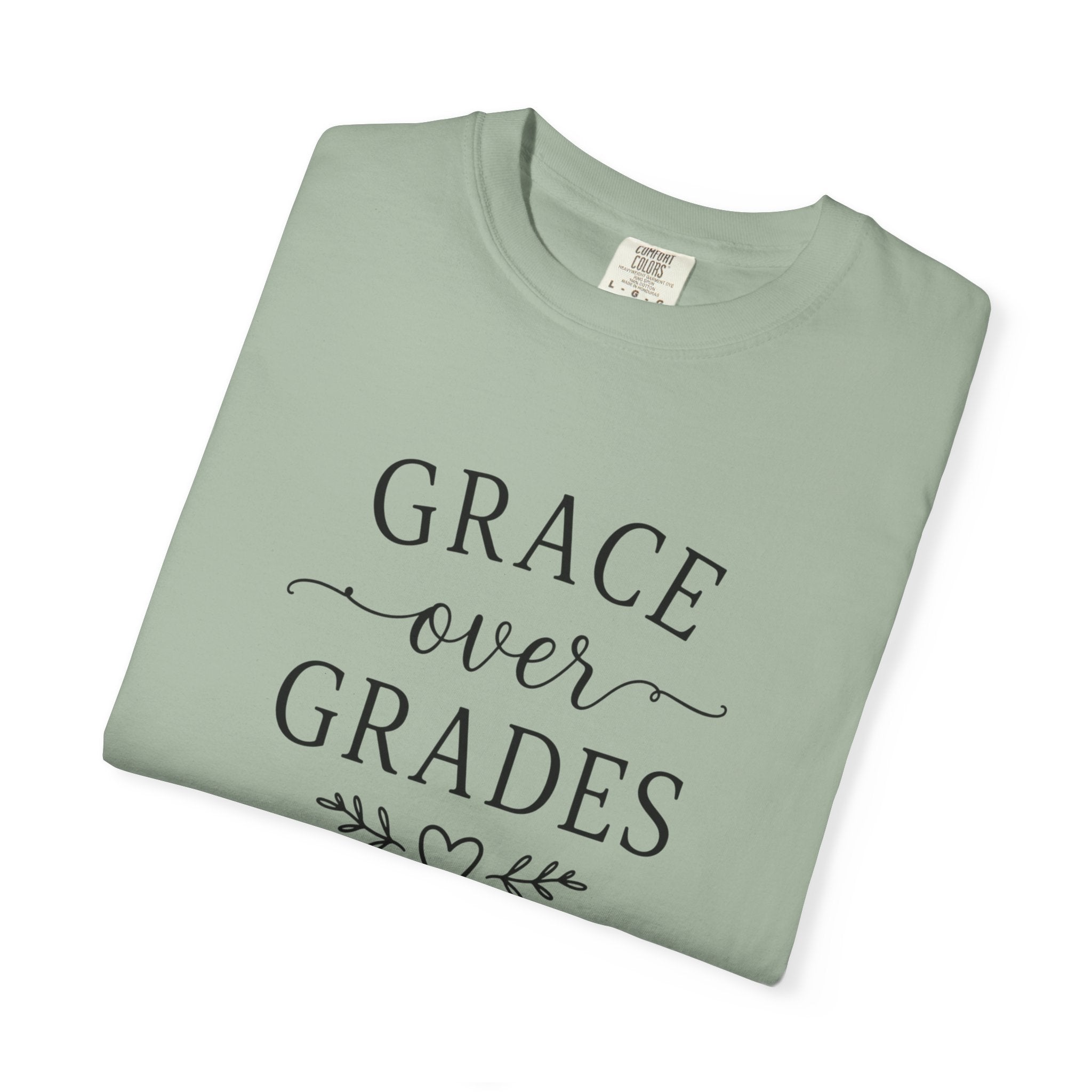 Grace Over Grades T-shirt | Inspirational Typography, Heart & Flourish Design
