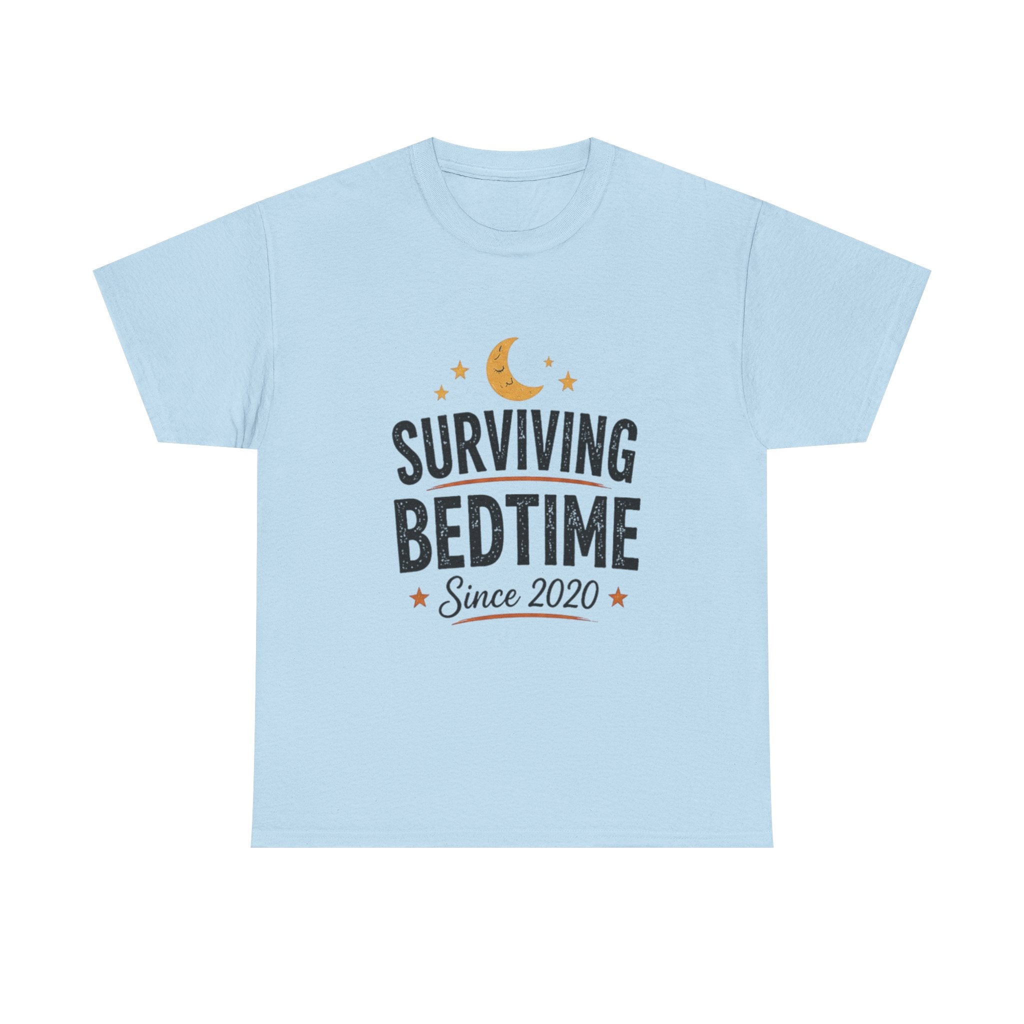 Surviving Bedtime Tee – "Surviving Bedtime Since 2020" Sleepy Moon Graphic T-Shirt