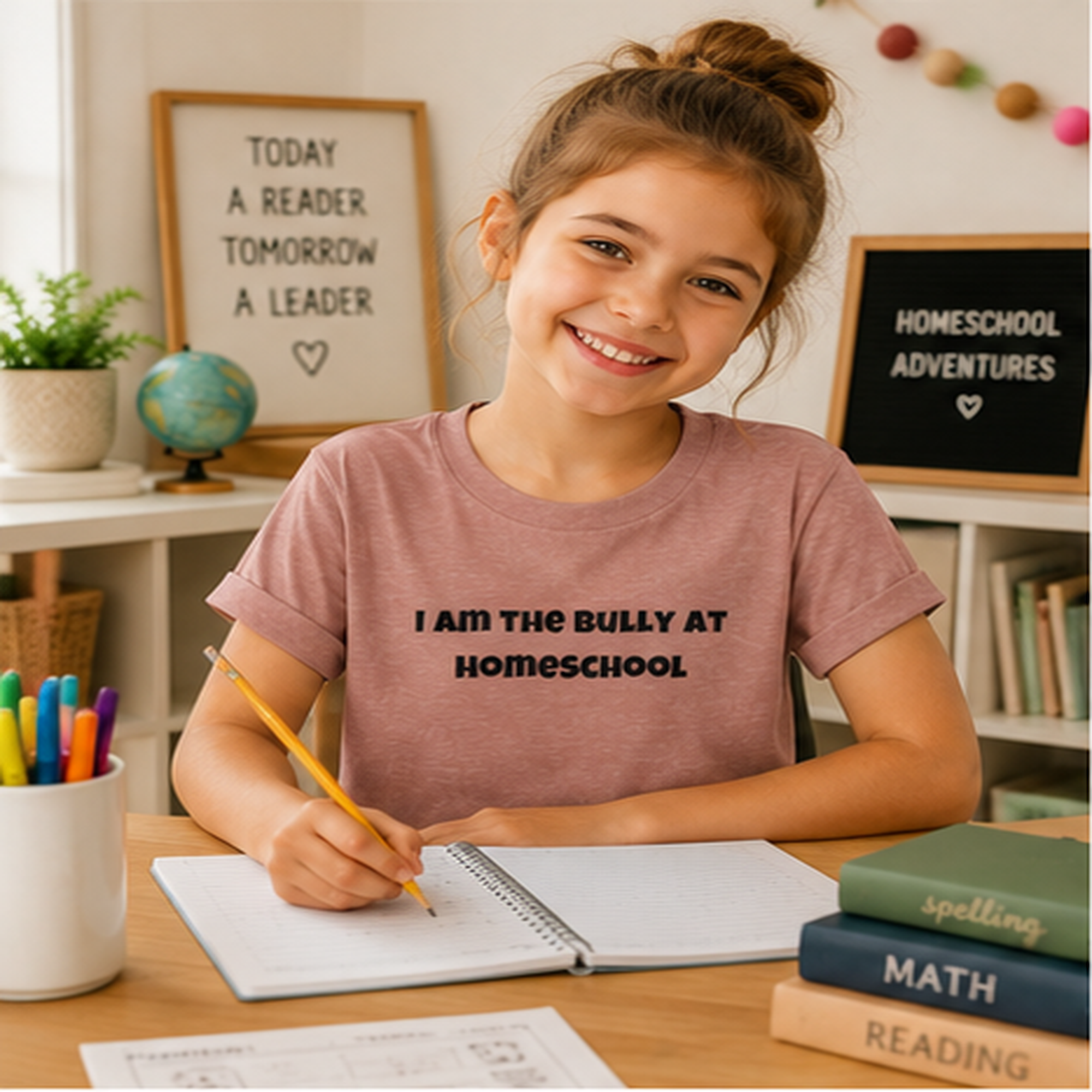 I Am the Bully at Homeschool Youth Short Sleeve Tee | Funny Kids Homeschool Shirt