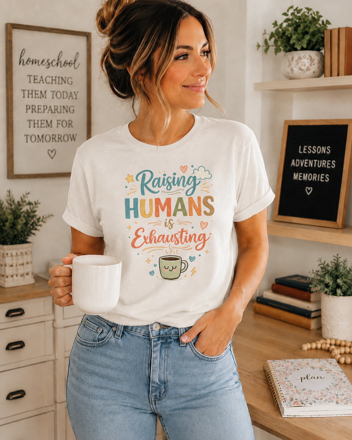 Raising Humans Is Exhausting T-Shirt – Funny Mom Dad Parenting Tee