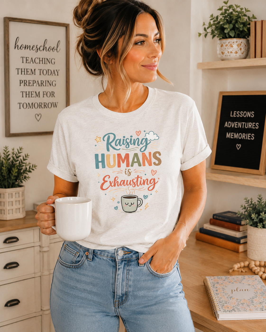 Raising Humans Is Exhausting T-Shirt – Funny Mom Dad Parenting Tee