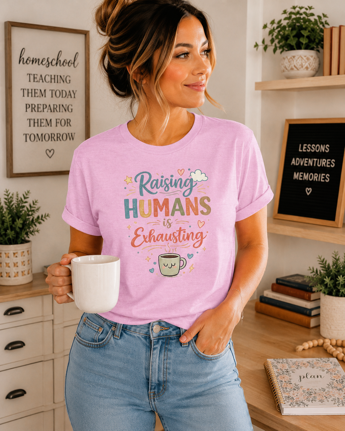 Raising Humans Is Exhausting T-Shirt – Funny Mom Dad Parenting Tee