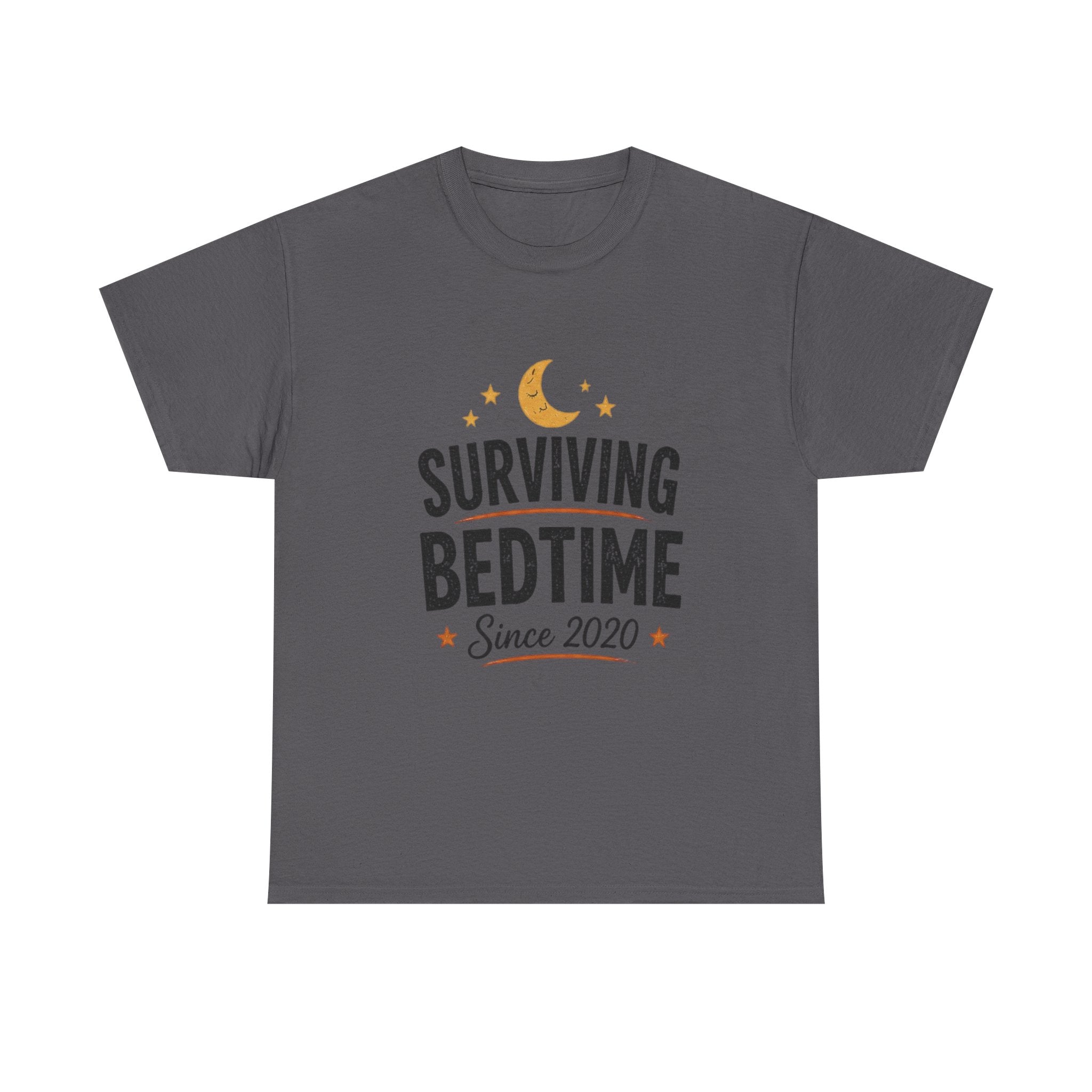 Surviving Bedtime Tee – "Surviving Bedtime Since 2020" Sleepy Moon Graphic T-Shirt