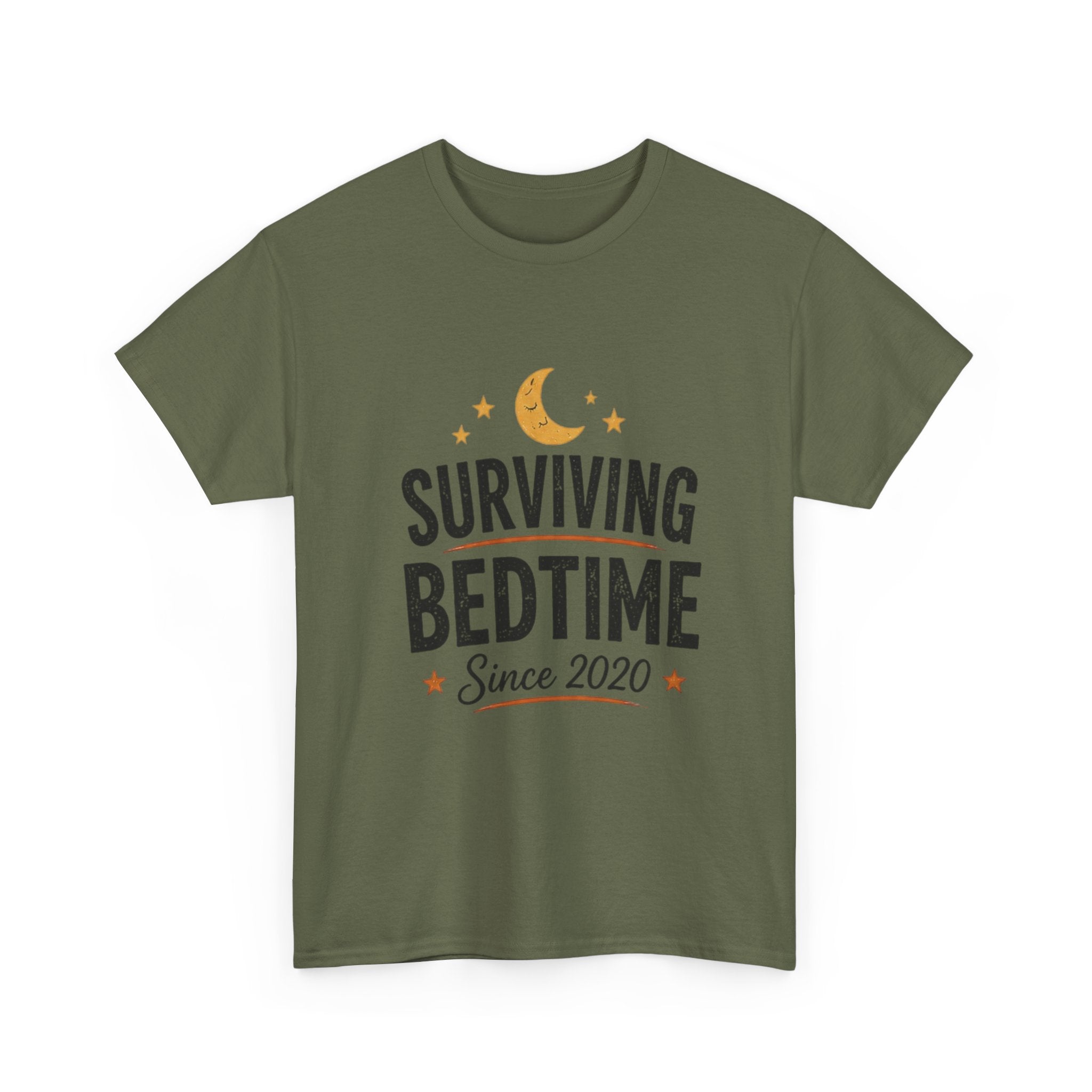 Surviving Bedtime Tee – "Surviving Bedtime Since 2020" Sleepy Moon Graphic T-Shirt