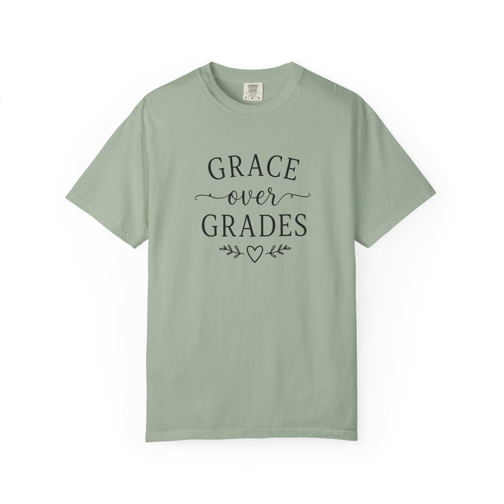 Grace Over Grades T-shirt | Inspirational Typography, Heart & Flourish Design