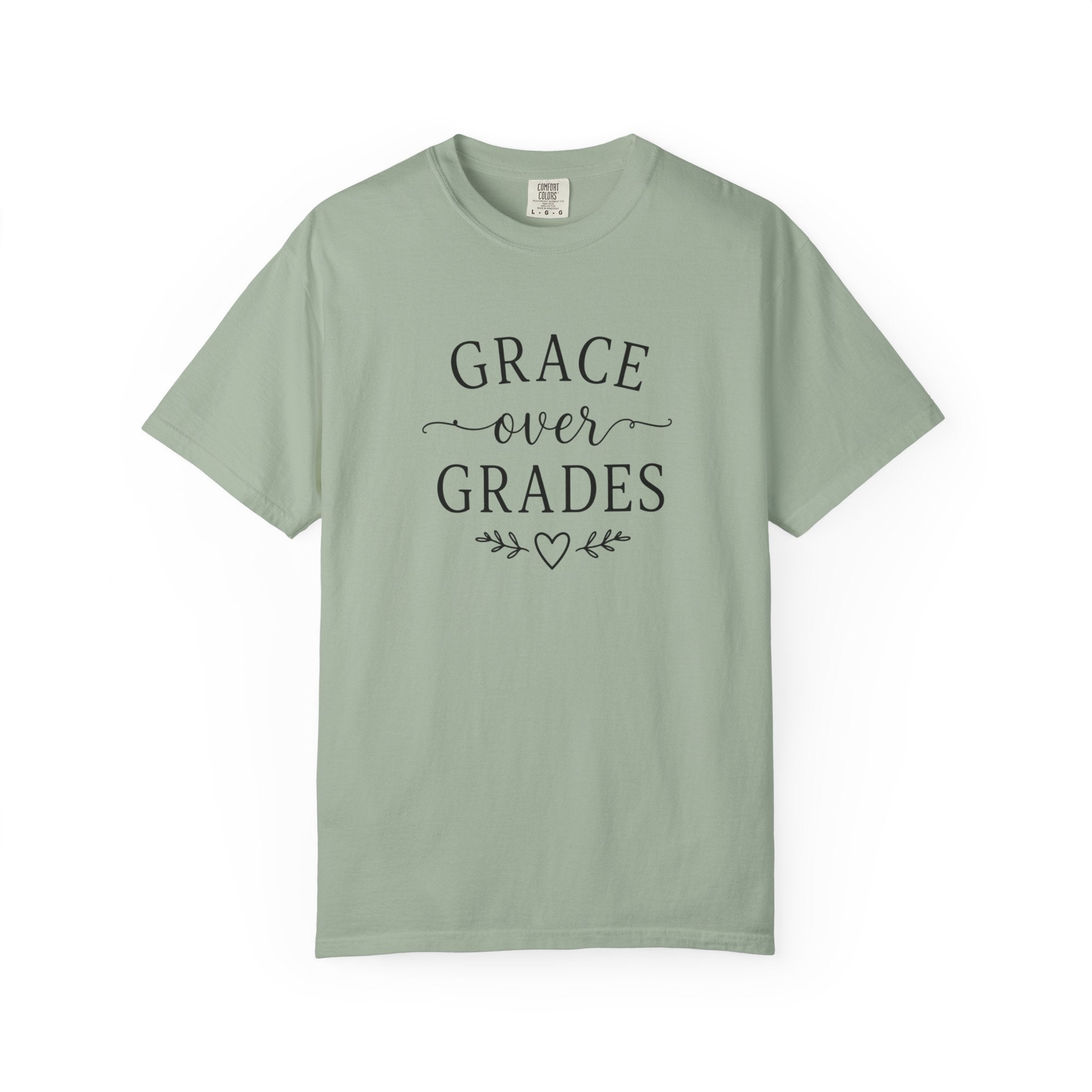 Grace Over Grades T-shirt | Inspirational Typography, Heart & Flourish Design