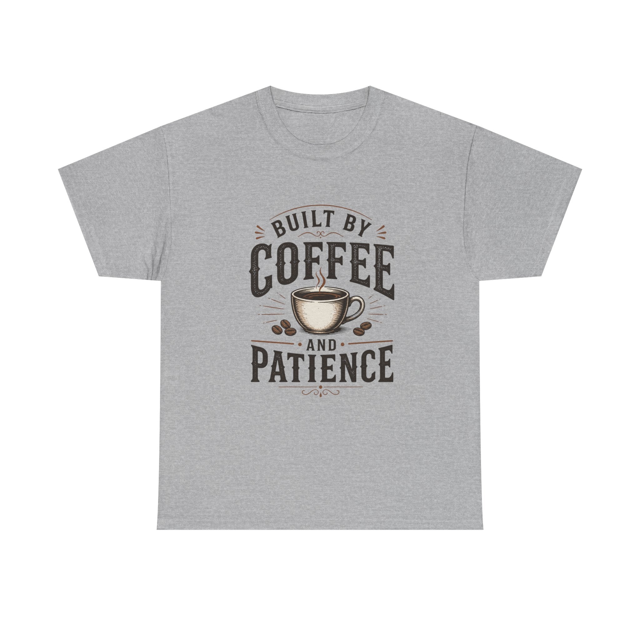 Coffee T-Shirt — "Built by Coffee and Patience" Vintage Coffee Lover Tee