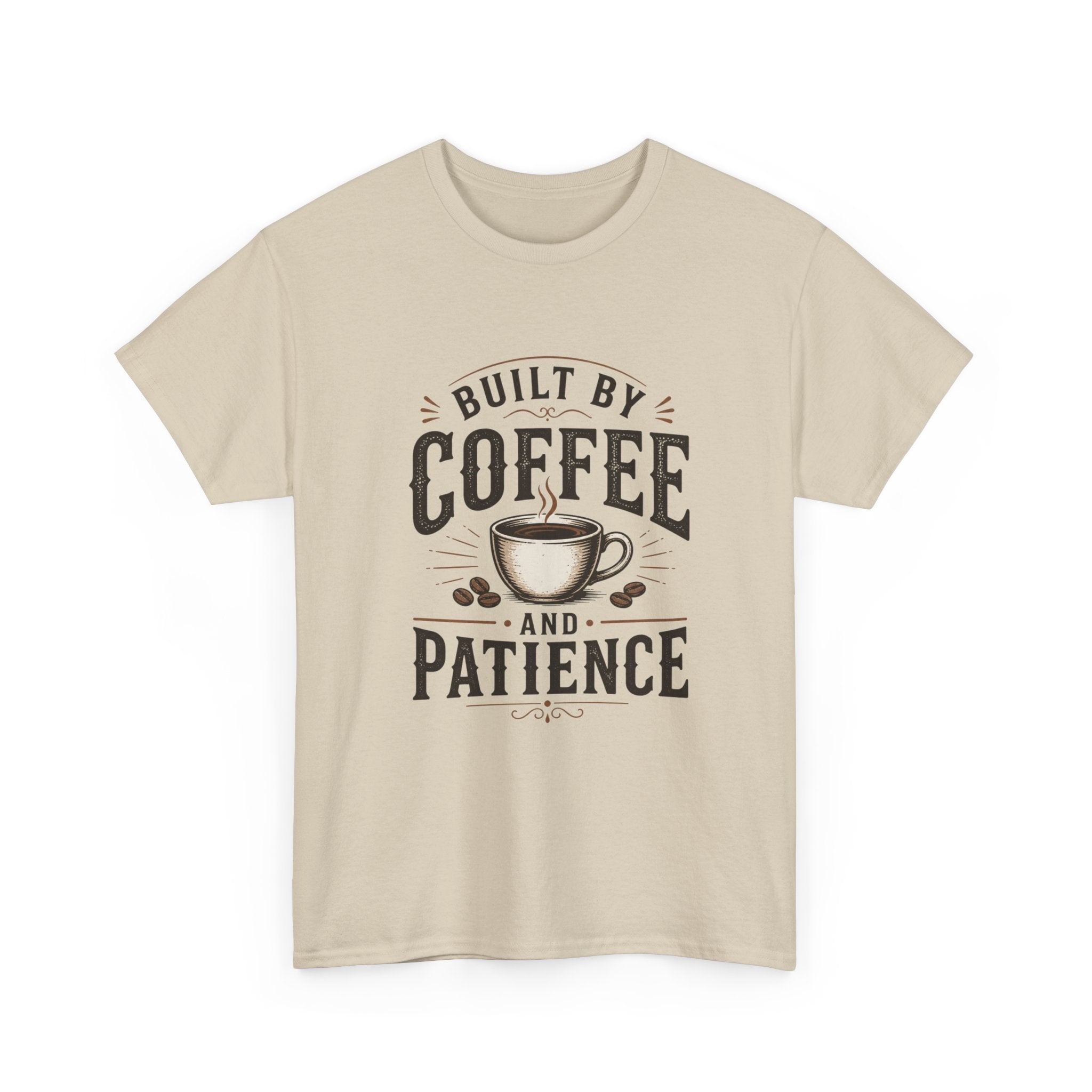 Coffee T-Shirt — "Built by Coffee and Patience" Vintage Coffee Lover Tee