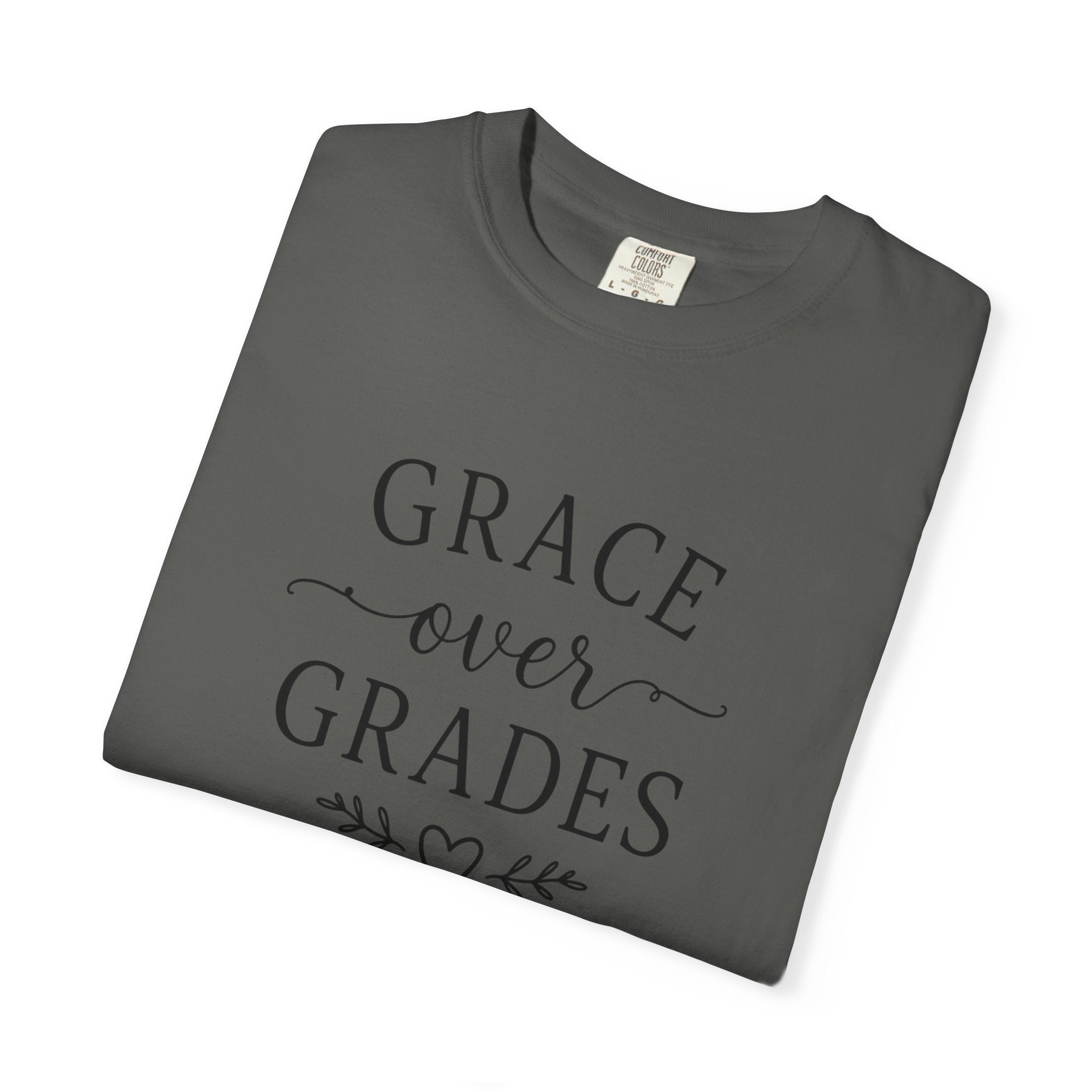 Grace Over Grades T-shirt | Inspirational Typography, Heart & Flourish Design