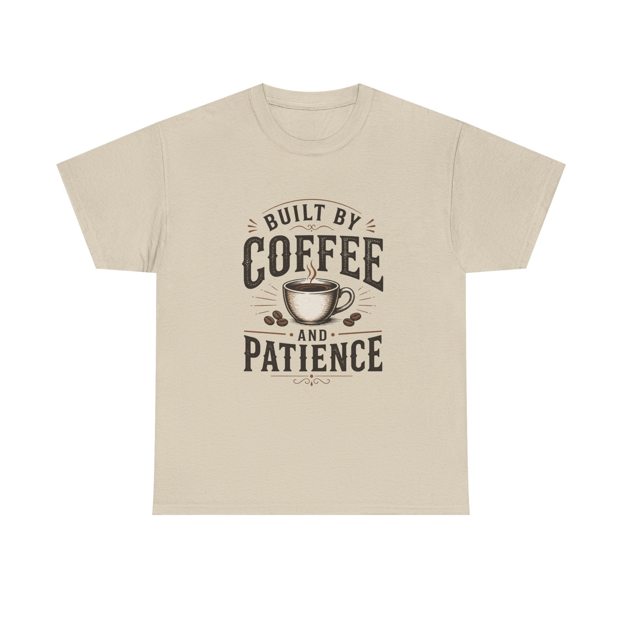 Coffee T-Shirt — "Built by Coffee and Patience" Vintage Coffee Lover Tee
