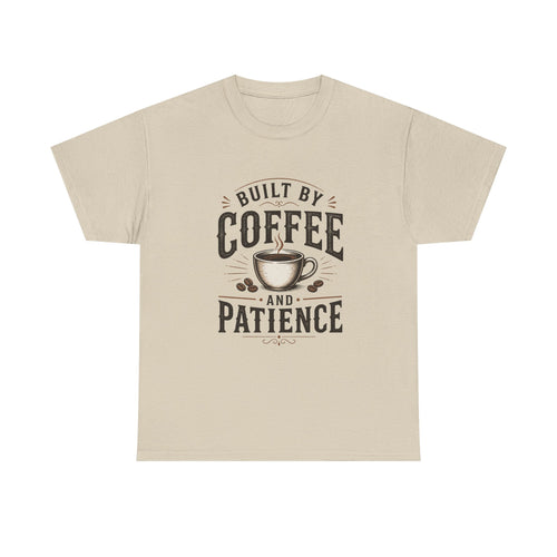 Coffee T-Shirt — "Built by Coffee and Patience" Vintage Coffee Lover Tee
