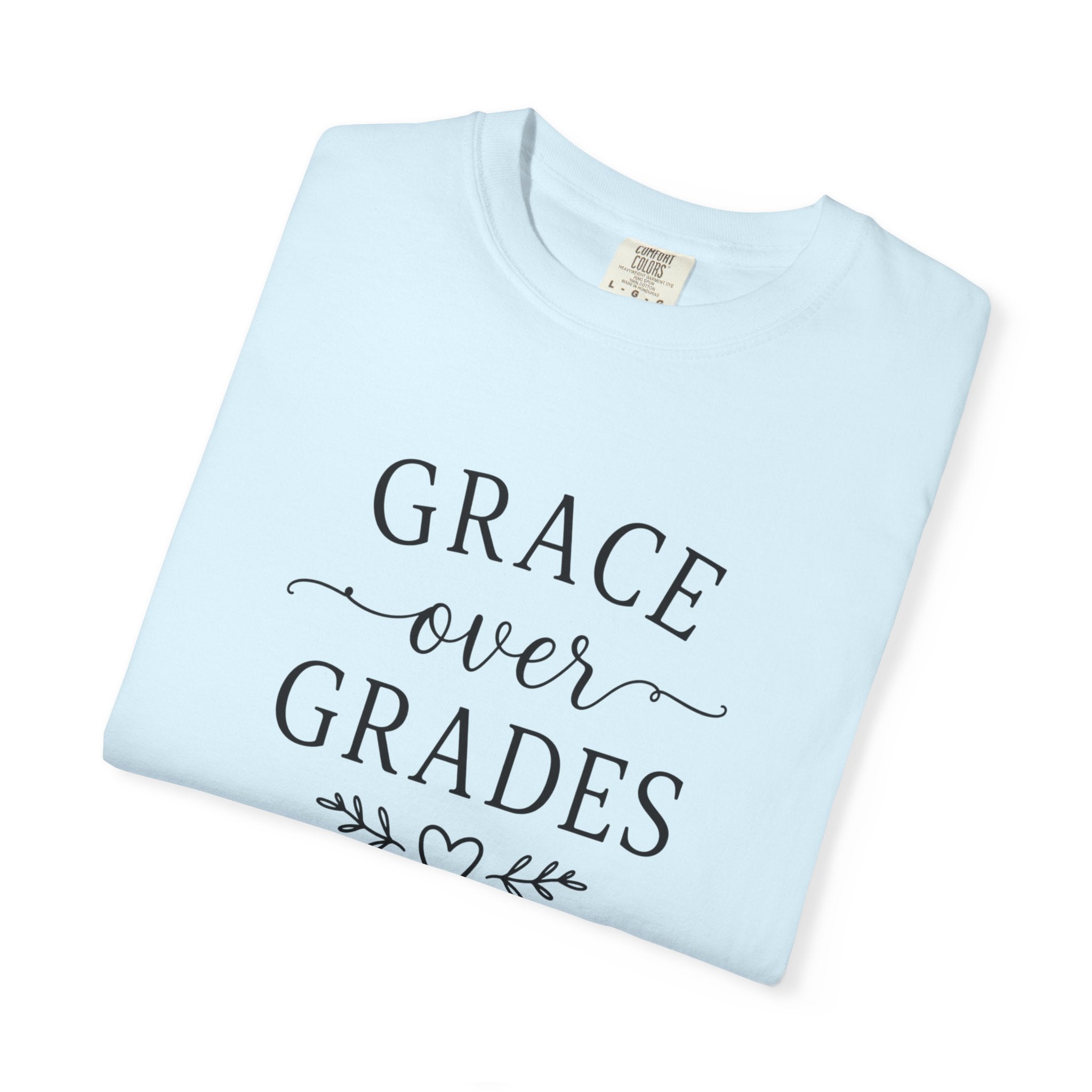 Grace Over Grades T-shirt | Inspirational Typography, Heart & Flourish Design